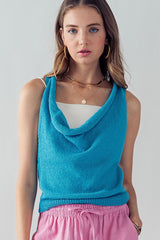 Cher Cowl Neck Knit Sweater (Blue, Pink)