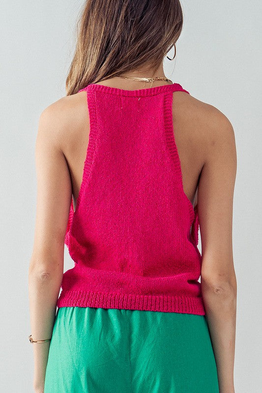 Cher Cowl Neck Knit Sweater (Blue, Pink)