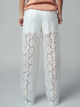Sheer Lace Wide-Leg Pants
