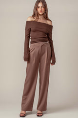 Off-Shoulder Knit Sweater Top (3 Color Ways)