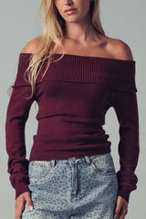 Off-Shoulder Knit Sweater Top (3 Color Ways)