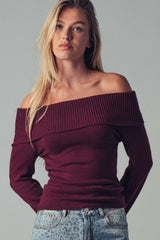 Off-Shoulder Knit Sweater Top (3 Color Ways)