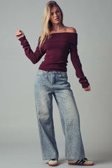 Off-Shoulder Knit Sweater Top (3 Color Ways)