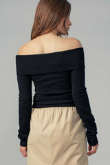 Off-Shoulder Knit Sweater Top (3 Color Ways)