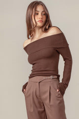 Off-Shoulder Knit Sweater Top (3 Color Ways)