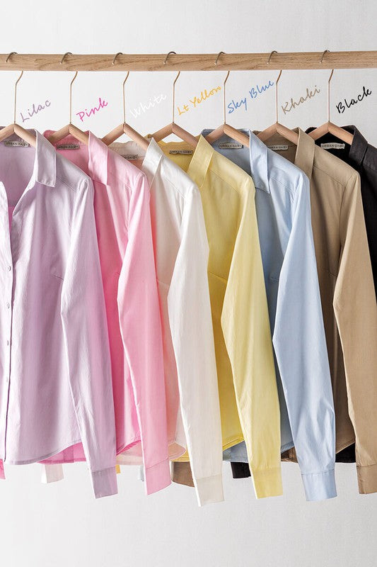 Classic Fit Button Up Shirt (Lilac, Yellow, Blue, White)