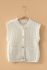 Chunky Knit Button-Front Sweater Vest (2 Color Ways)