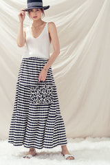 Plaid Ruffle Maxi Skirt