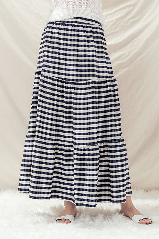 Plaid Ruffle Maxi Skirt