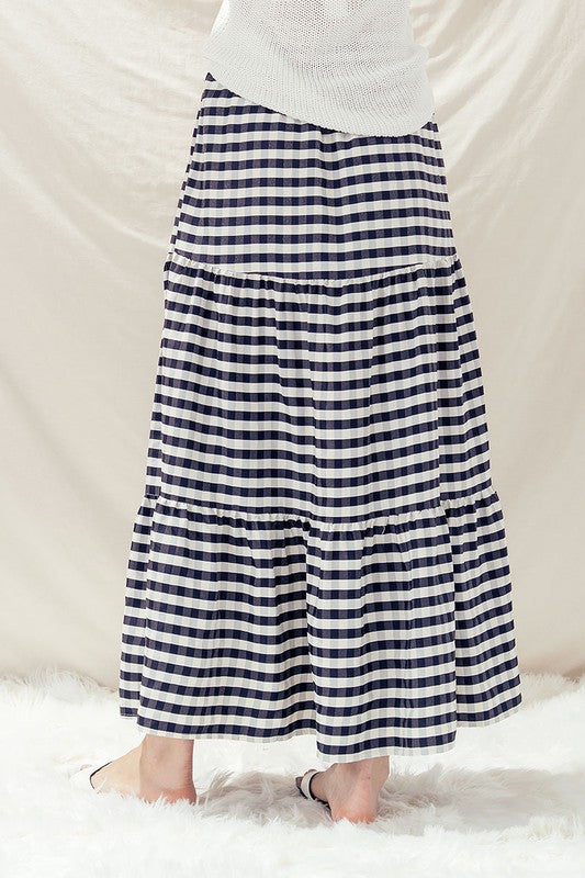 Plaid Ruffle Maxi Skirt