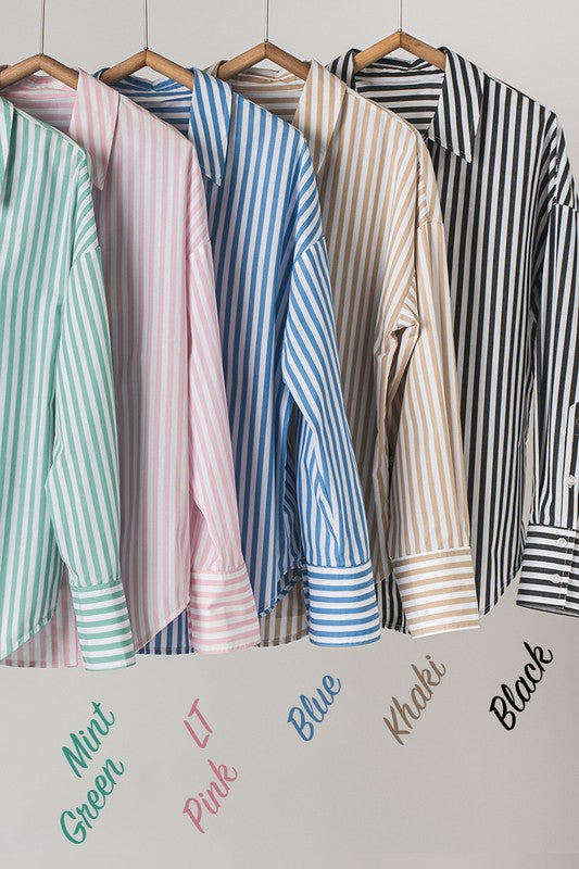 Classic Striped Button-Down Collared Shirt (3 Color Ways)
