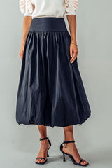 Thick Waistband Balloon Midi Skirt