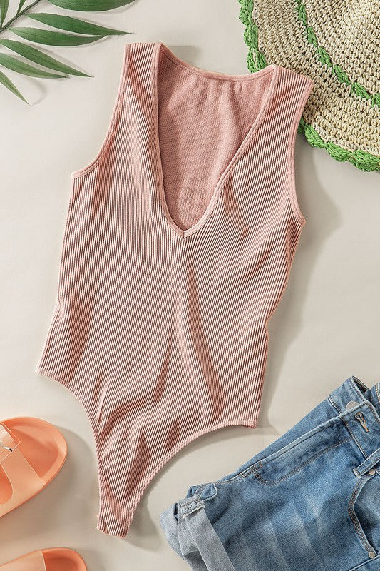 U-Neck Knit Bodysuit (Black, Rose or White)