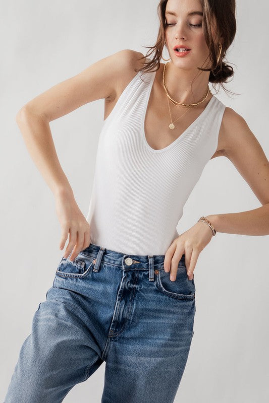 U-Neck Knit Bodysuit (Black, Rose or White)