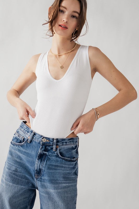 U-Neck Knit Bodysuit (Black, Rose or White)