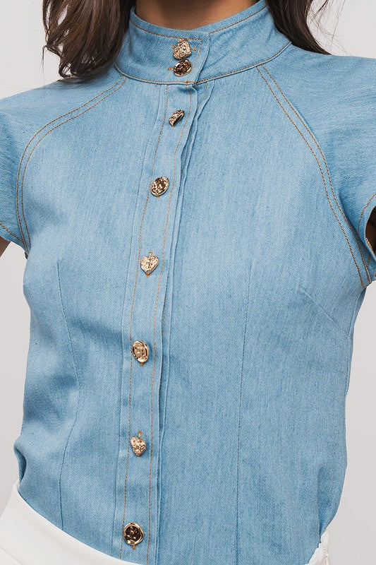 Ornate Button-Down Blouse