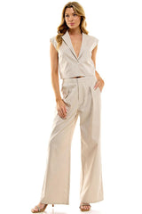 Taupe White Vest