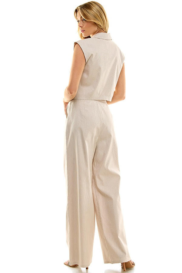 Taupe White Vest