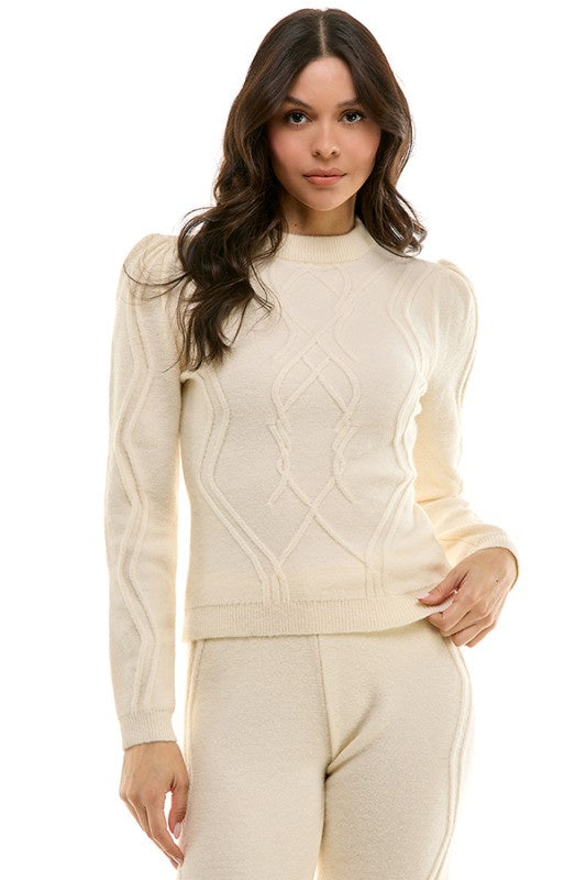 Textured Cable Knit Sweater (2 Color Ways)