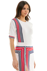 Geometric Pattern Color Block Top
