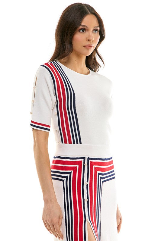 Geometric Pattern Color Block Top