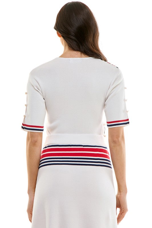 Geometric Pattern Color Block Top