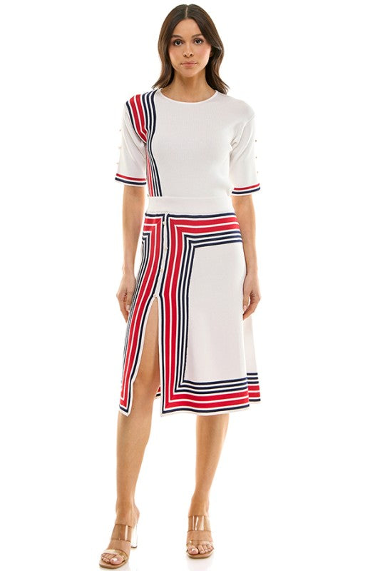 Geometric Pattern Color Block Top