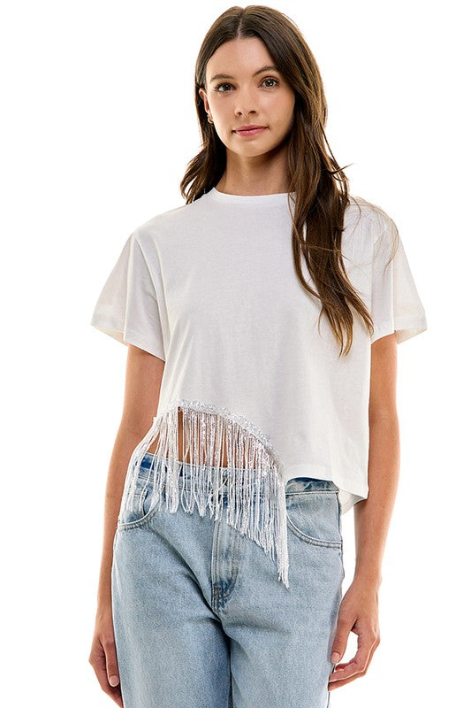 T-Shirt With Side Fringe
