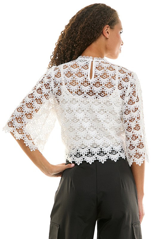 Stunning White Crochet Lace Top
