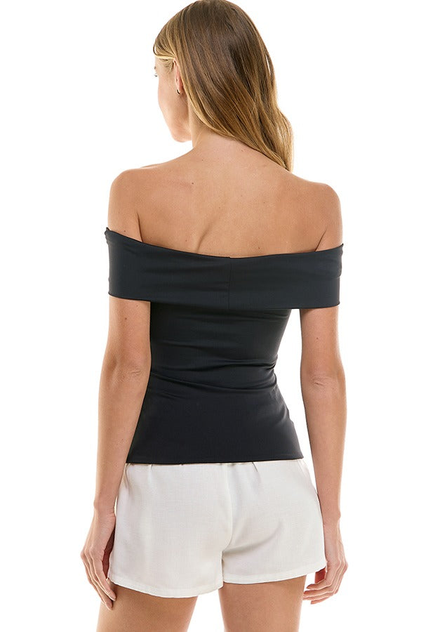 Off-Shoulder Twist Front Top (2 Color Ways)