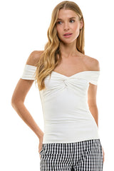 Off-Shoulder Twist Front Top (2 Color Ways)