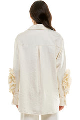 3D Floral Button-Down Top