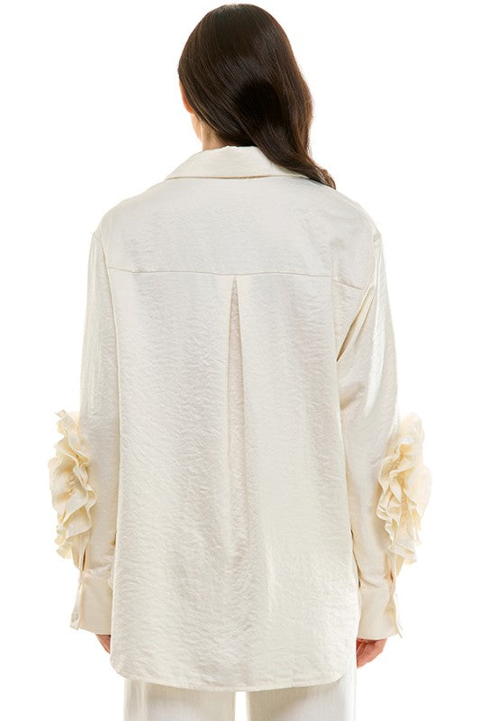 3D Floral Button-Down Top