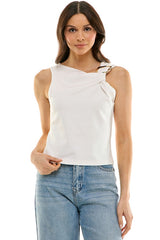 Asymmetrical Buckle Shoulder Top