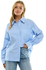 Classic Blue Pinstripe Oversized Shirt