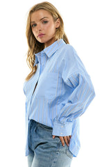 Classic Blue Pinstripe Oversized Shirt