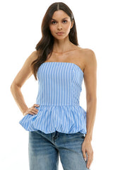 Striped Strapless Bubble Top
