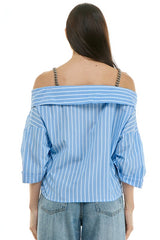 Off-Shoulder Striped Blouse