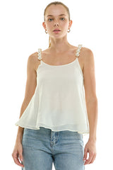Pearl Strap Flowy Cami Top