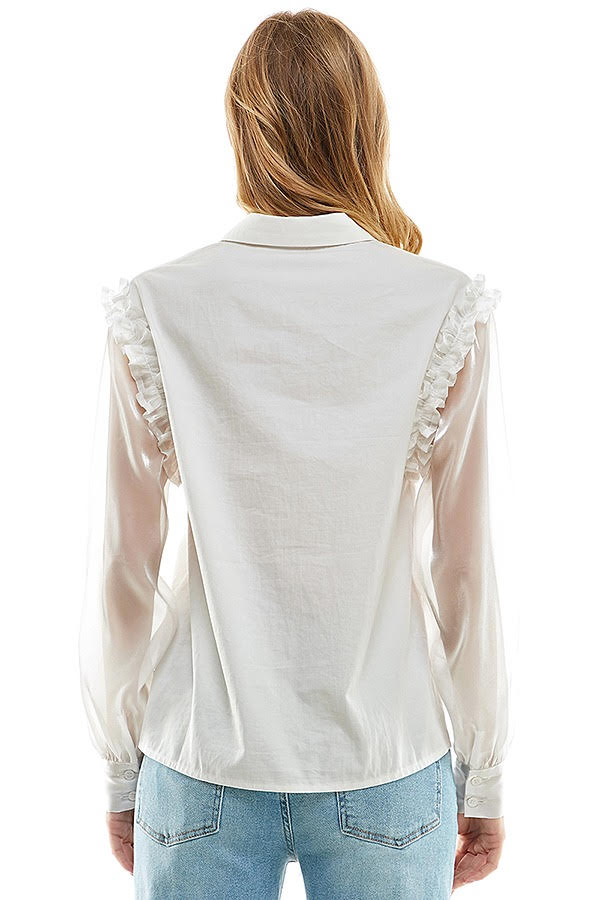 Ruffle Detail Button Up Top