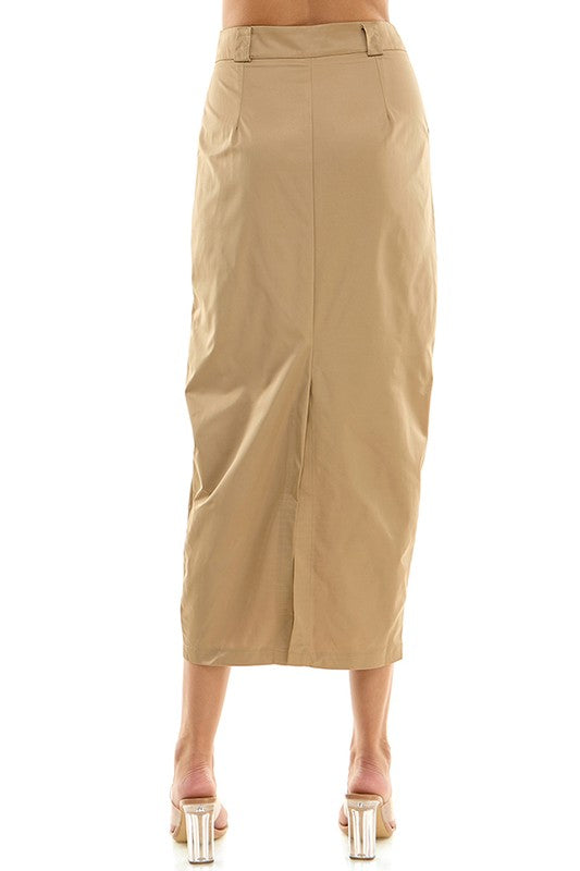 Khaki Midi Skirt