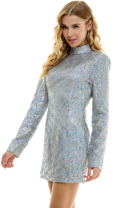 Mock Neck Mini Dress