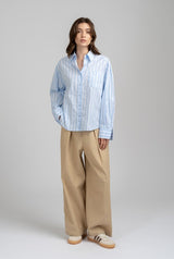 Semi-Sheer Loose Striped Shirt