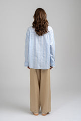 Semi-Sheer Loose Striped Shirt