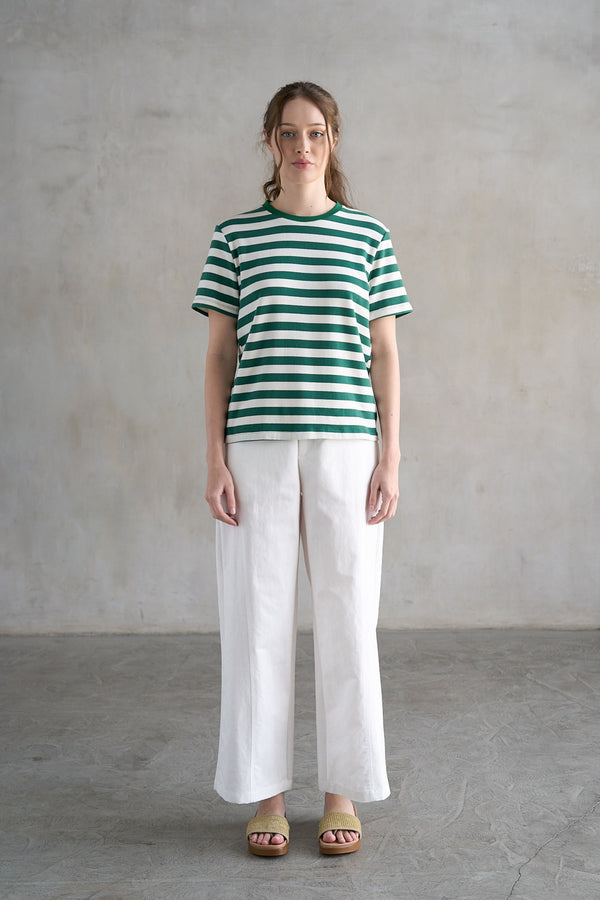 Green & White Striped T-Shirt