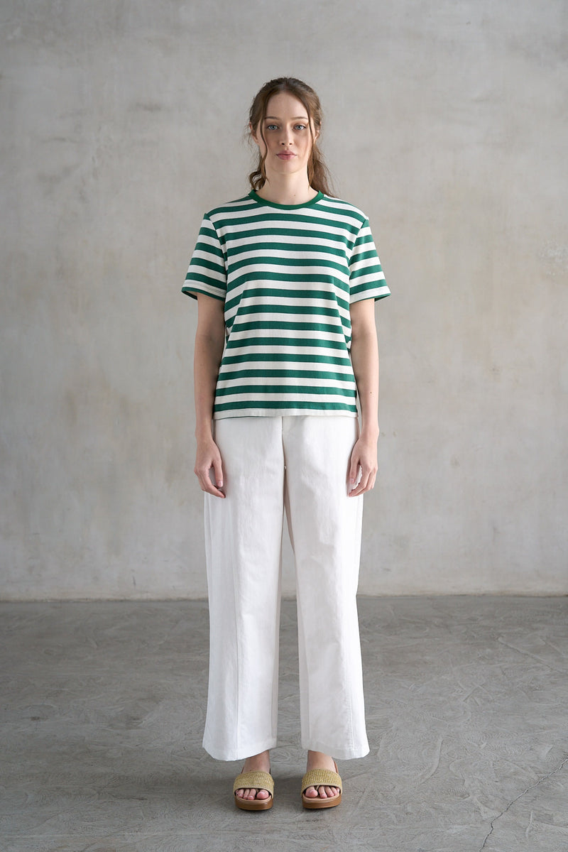 Green & White Striped T-Shirt