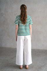 Green & White Striped T-Shirt