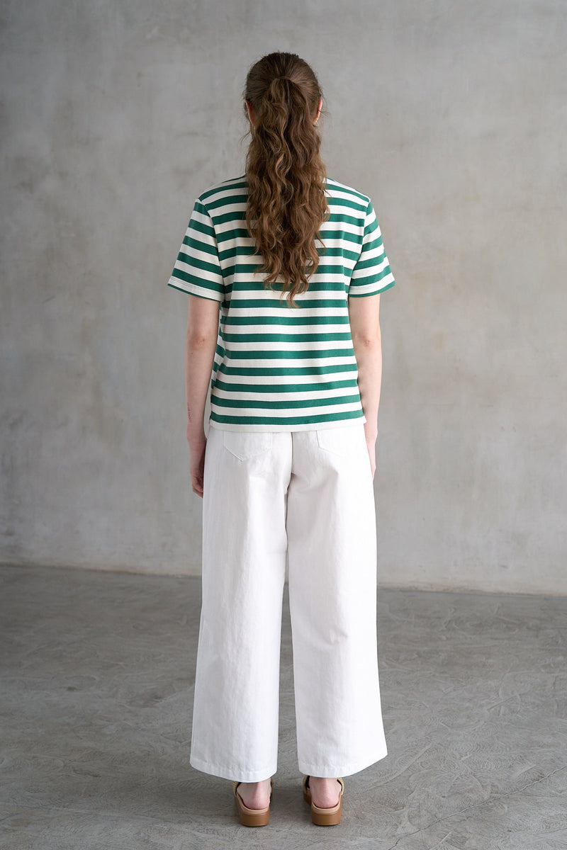 Green & White Striped T-Shirt