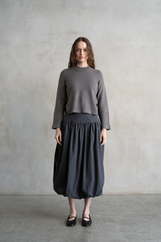 Side Button-Up Detailed Crew Neck Sweater