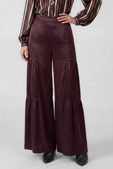 Cherry Lacquer Tiered Wide Leg Pants